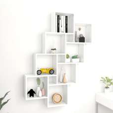 Alexey Wooden Cube Design Wall Shelf In White - UK