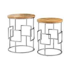 Alexore Set Of Two Side Tables With With Stainless Steel Base - UK