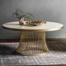 Alexxis Round Glass Top Coffee Table In Champagne - UK