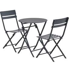Alfira Garden Steel Bistro Table Set In Carbon Black - UK