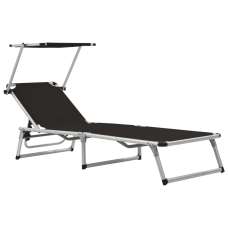 Alfresco Outdoor Aluminium Folding Sun Lounger in Black - UK