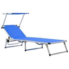 Alfresco Outdoor Aluminium Folding Sun Lounger in Blue - UK