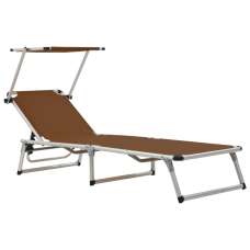 Alfresco Outdoor Aluminium Folding Sun Lounger in Brown - UK