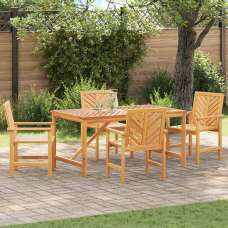 Alfresco Outdoor Acacia Wood 150cm Dining Table with 4 Chairs in Brown - UK