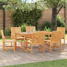 Alfresco Outdoor Acacia Wood 150cm Dining Table with 6 Chairs in Brown - UK