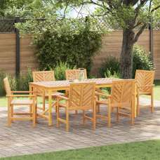 Alfresco Outdoor Acacia Wood 200cm Dining Table with 6 Chairs in Brown - UK