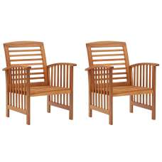 Alfresco Outdoor Brown Acacia Wood Armchairs in Pair - UK