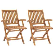 Alfresco Outdoor Teak Acacia Wood Folding Armchairs in Pair - UK