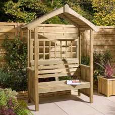 Alfresco Wooden Garden Arbour in Natural Timber - UK