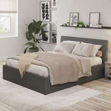 Alfreton Fabric Ottoman Storage Double Bed In Grey - UK