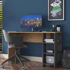 Algarve Wooden Laptop Desk with 3 shelves in Anthracite and Walnut - UK
