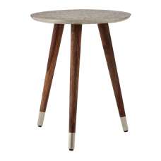 Algieba Round Wooden Side Table In White - UK