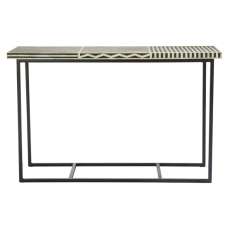 Algieba Wooden Console Table With Metal Base In Black - UK