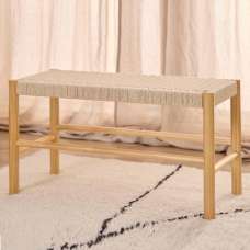 Algona Rattan Hallway Seating Bench With Wooden Frame In Oak - UK