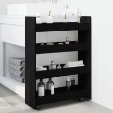 Algona Wooden Kitchen Trolley With 4 Shelves In Black - UK