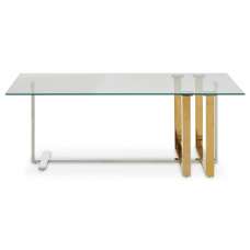 Alicante Clear Glass Coffee Table With Gold And Silver Legs - UK