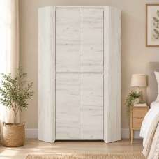 Alink Corner Wooden Wardrobe with 2 Doors in White - UK