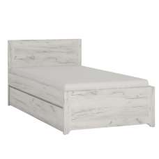 Alink Wooden Single Bed With Underbed Drawer In White - UK