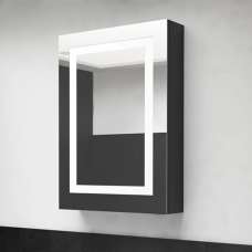 Aliso Bathroom Mirrored Cabinet In Shining Black With LED - UK