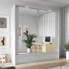 Aliso Wardrobe With 2 Sliding Doors In Matt White With LED - UK