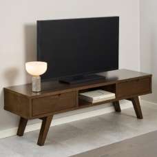 Alisto Wooden TV Stand With 2 Drawers In Smoked Oak - UK