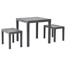 Aliza Plastic Garden Dining Table With 2 Benches In Brown - UK