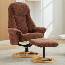 Allegan Fabric Recliner Chair With Stool In Copperblush - UK