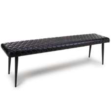 Allen Leather Dining Bench In Black - UK