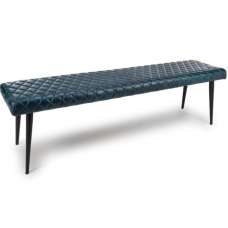 Allen Leather Dining Bench In Blue - UK