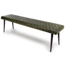 Allen Leather Dining Bench In Green - UK