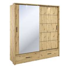 Allen Wooden Wardrobe 2 Sliding Doors In Artisan Oak With LED - UK