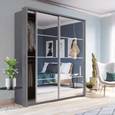 Allen Medium Wardrobe With 2 Sliding Doors In Matt Grey - UK