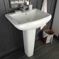 Allen Rectangular Full Pedestal Basin Without Waste 580mm Wide 1TH - White - UK