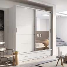 Allen Wardrobe With 2 Sliding Doors And Drawers In Matt White - UK