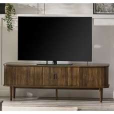 Allen Wooden TV Stand With 2 Sliding Doors In Dark Oak - UK