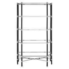 Allessa Clear Glass Shelving Unit With Black And Silver Frame - UK