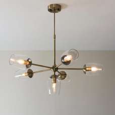 Allston 6 Lights Glass Shade Pendent Ceiling Light In Brass - UK