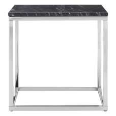 Allston Black Marble Square End Table With Silver Frame - UK