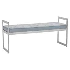 Allston Blue Velvet Seating Bench With Silver Steel Frame - UK