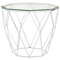 Allston Clear Glass Polygonal End Table With Chrome Frame - UK