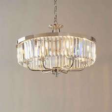Allston Faceted Glass Pendant Ceiling Light In Nickel - UK
