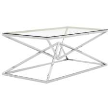 Allston Glass Coffee Table With Corseted Silver Frame - UK