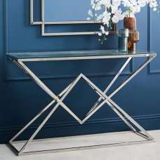 Allston Glass Console Table With Corseted Silver Frame - UK