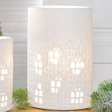 Allston Large Porcelain City Light Design Table Lamp In White - UK