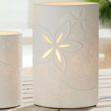 Allegan Large Porcelain Floral Design Table Lamp In White - UK