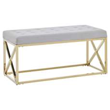 Allston Mink Velvet Seating Bench With Gold Cross Frame - UK