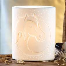 Allegan Porcelain Horse Head Design Table Lamp In White - UK