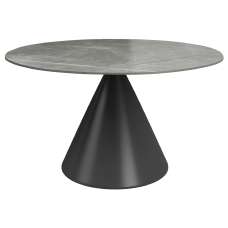 Allston Round Ceramic Extending Dining Table In Matte Grey - UK