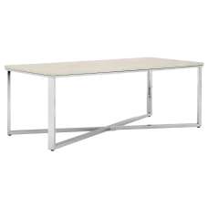 Allston White Faux Marble Coffee Table With Chrome Frame - UK