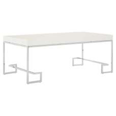 Allston White High Gloss Coffee Table With Chrome Frame - UK